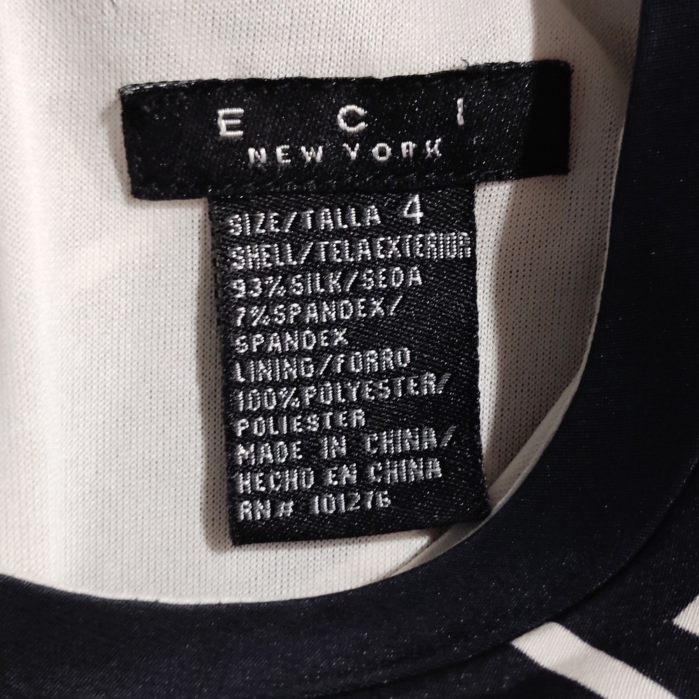 Enzo New York Black White Geometric Sheath Dress Women Size 4 Knee Length - Picture 10 of 11